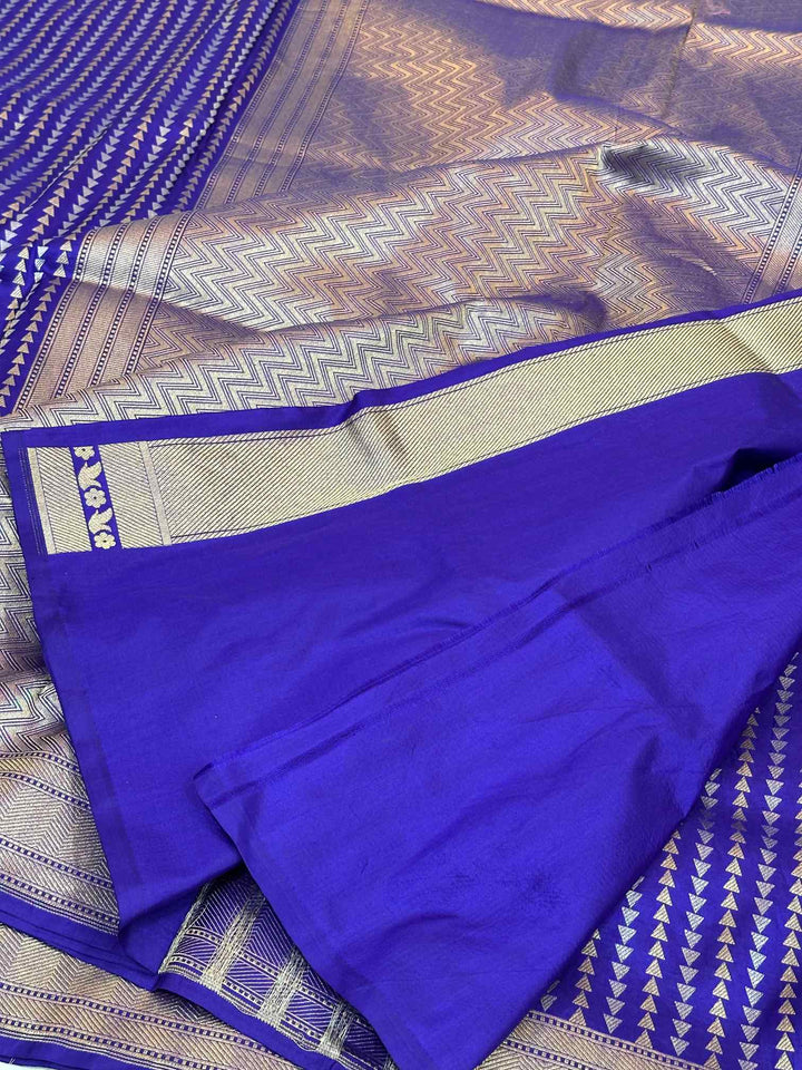 Subtle Violet Shade Pure Katan Silk Banarasi Saree with Sona Roopa Intricate Unique Designs