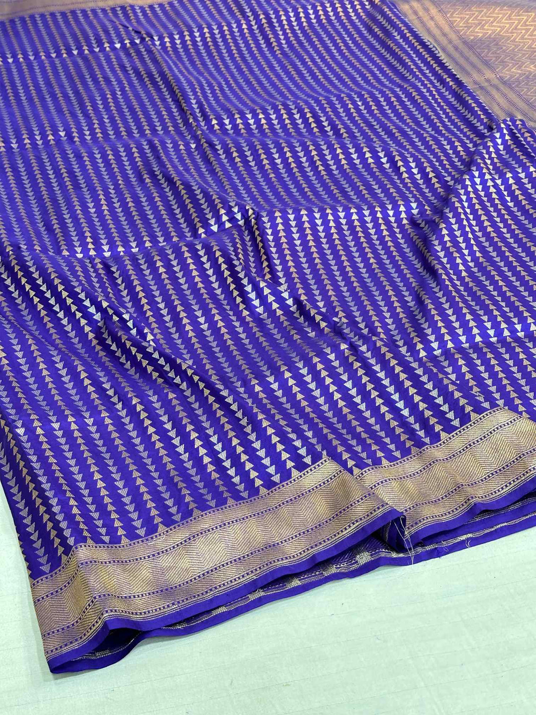 Subtle Violet Shade Pure Katan Silk Banarasi Saree with Sona Roopa Intricate Unique Designs