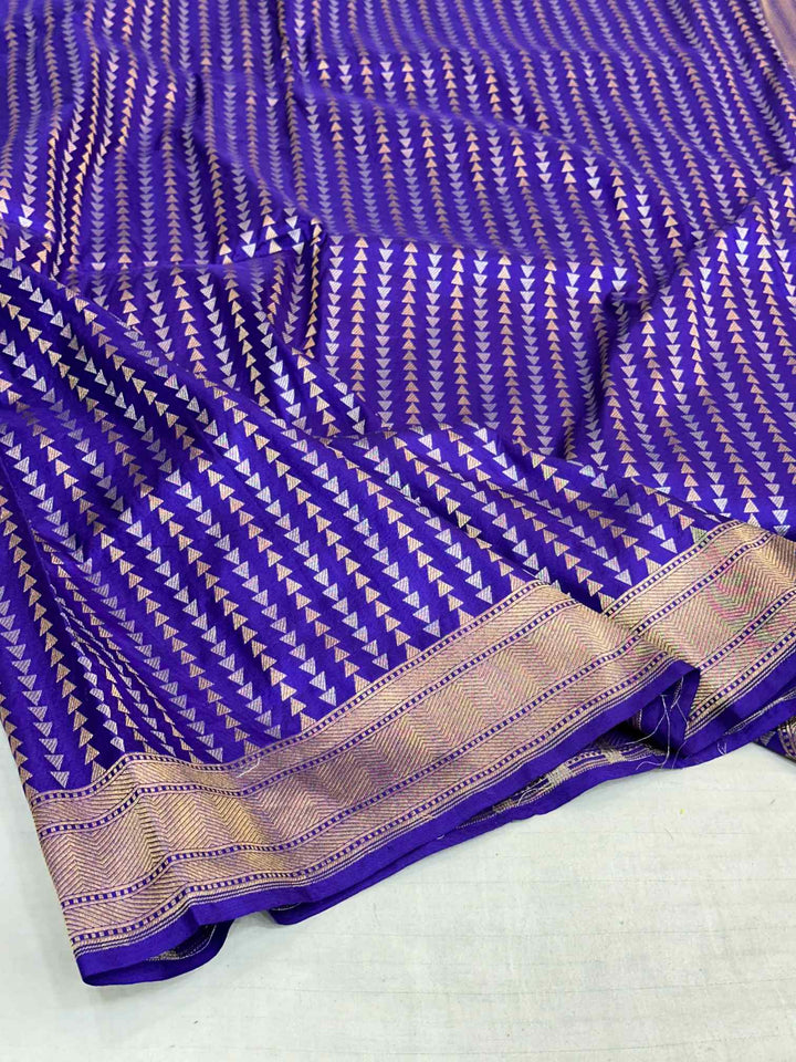 Subtle Violet Pure Katan Silk Sona Roopa Intricate Banarasi Saree