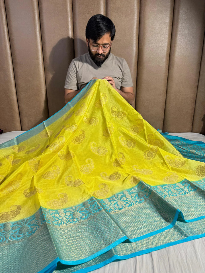 Summer friendly warm silk saree with rich pallu and blouse
