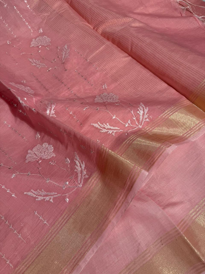 Summer special soft cotton knitted embroidered saree