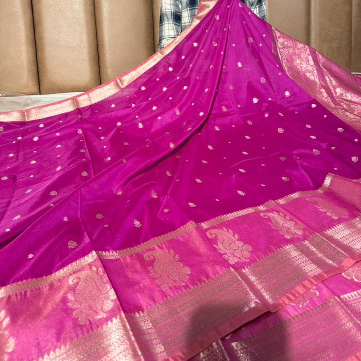 Dark Rani Traditional Weave Banarasi Silk Saree