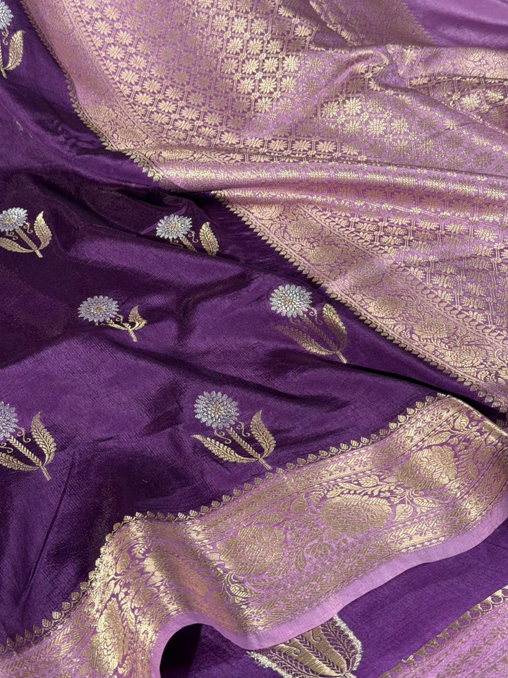 Purple Lavender Breathable Soft Georgette Banarasi Saree