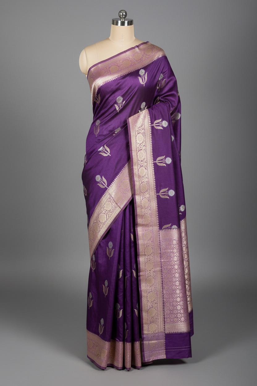 Purple Lavender Breathable Soft Georgette Banarasi Saree