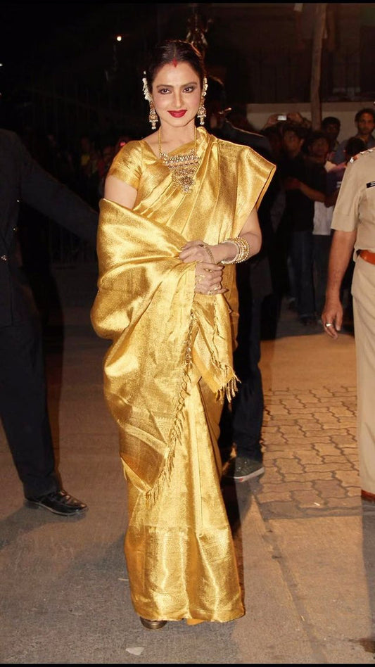 Rekha mam Inspired Gold Tissue Silk Saree