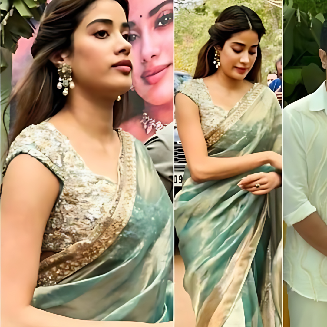 Aqua Green Janhvi Kapoor Inspired Tissue Silk Saree