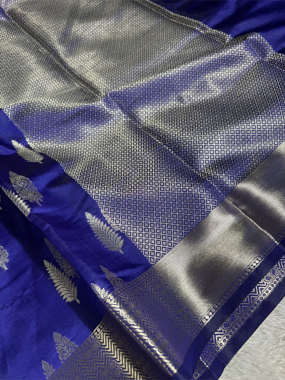 Uuda Blue Softsilk Jacquard Weave Banarasi Saree