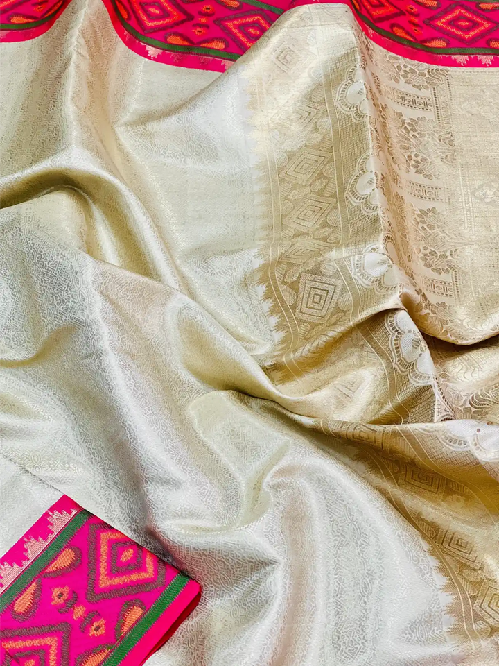 Exclusive Soft Tissue Silk Saree with Pochampally Borders