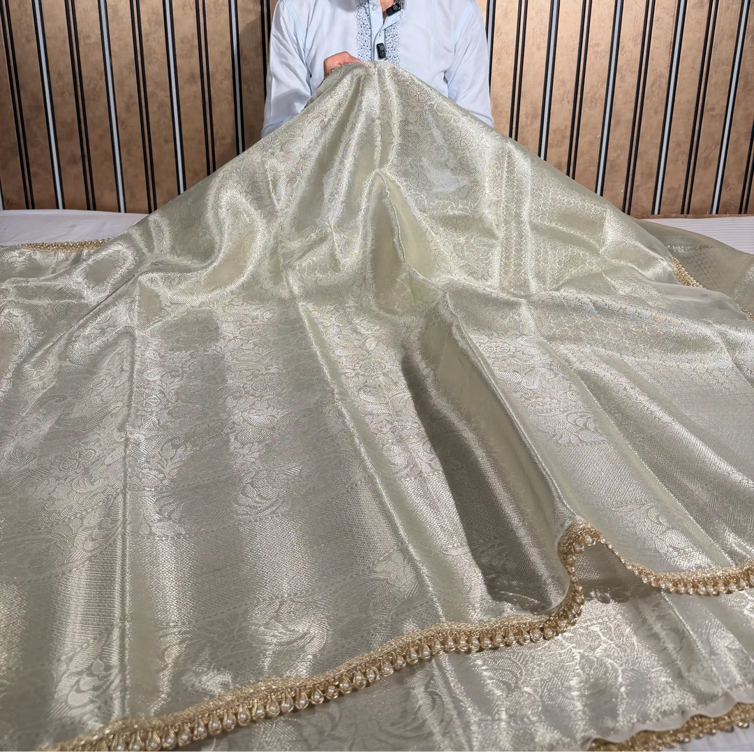 Water Zari Embossed Kanjivaram Tissue Silk Designer Banarasi Saree