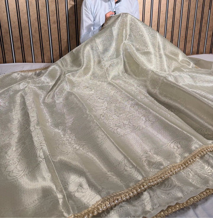 Water Zari Embossed Kanjivaram Tissue Silk Designer Banarasi Saree