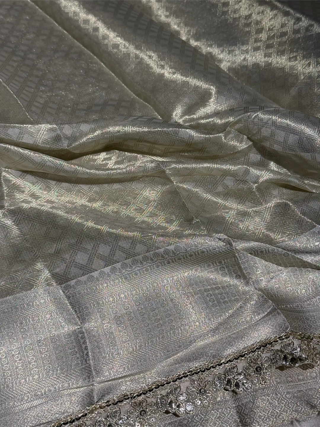 Water Zari Embossed Soft Tissue Silk Banarasi Saree