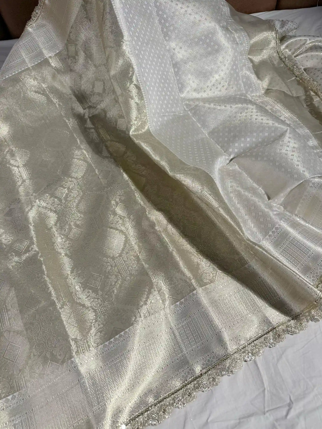 Water Zari Embossed Soft Tissue Silk Banarasi Saree
