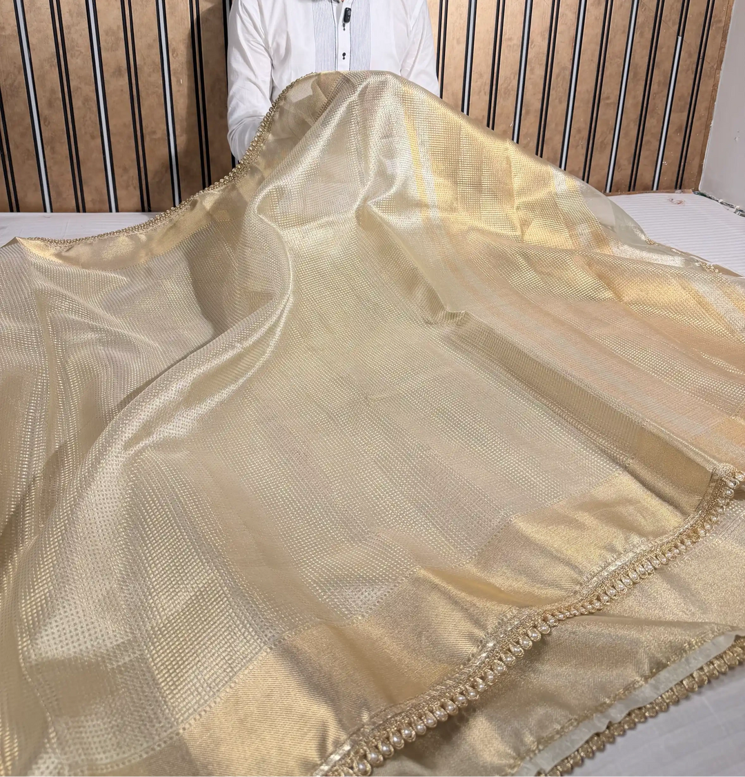 Water Zari Kanjivaram Tissue Silk Brocade Weave Designer Saree