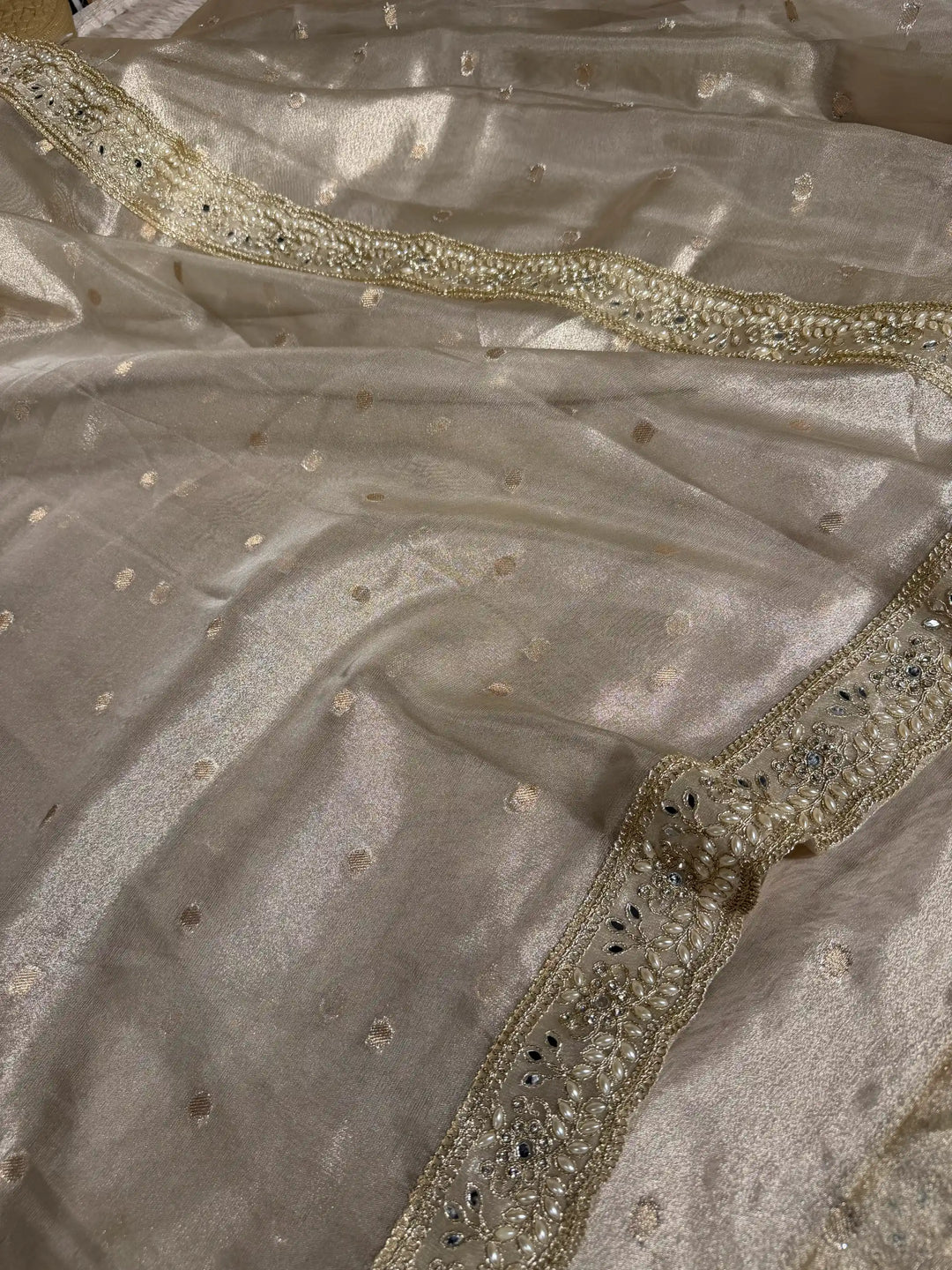 Water Zari Tissue Silk Gota Lace Attached Traditional Banarasi Saree
