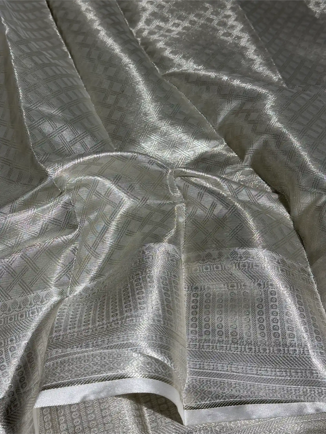 Water Zari Weave Kanjivaram Tissue Lace Attached Silk Saree