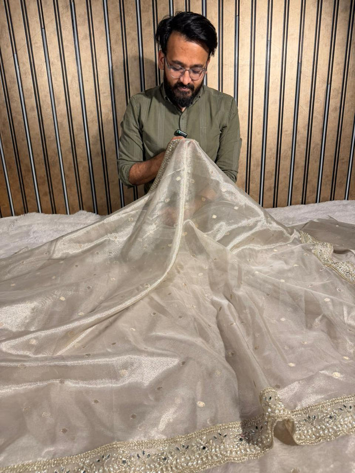 Water Zari Tissue Silk Gota Lace Attached Traditional Banarasi Saree