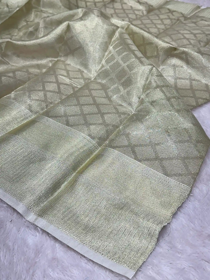 Water zari brocade weave kanjivaram tissue silk saree