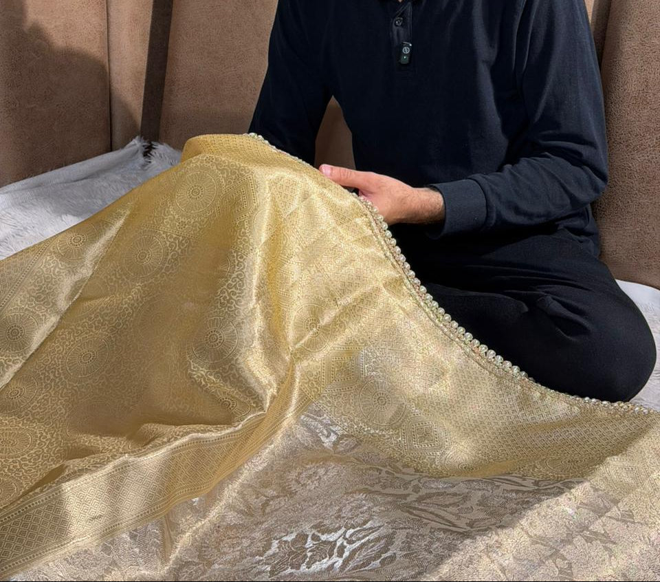 Water zari embossed weave glass tissue designer saree