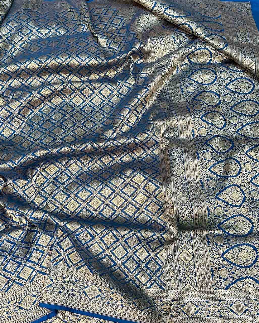 Aqua Blue Colour Shade Pure Katan Silk Saree