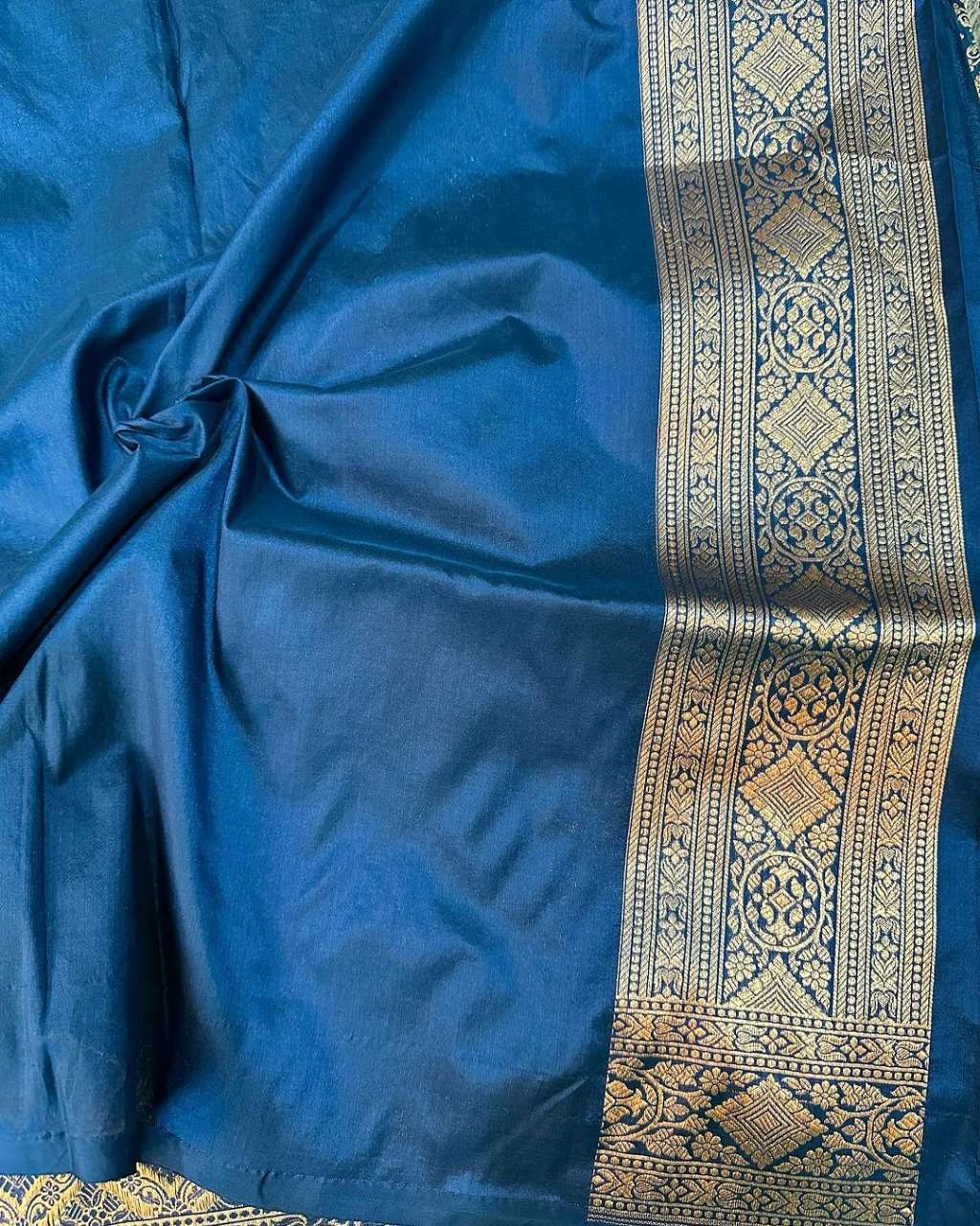 Aqua Blue Colour Shade Pure Katan Silk Saree