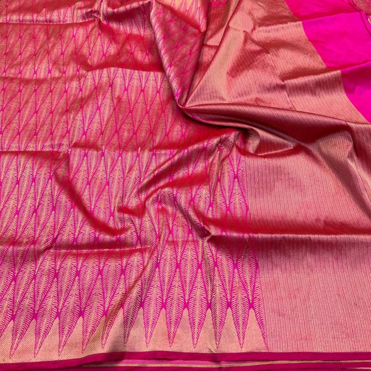 Rani Pink Pure Katan Silk Saree