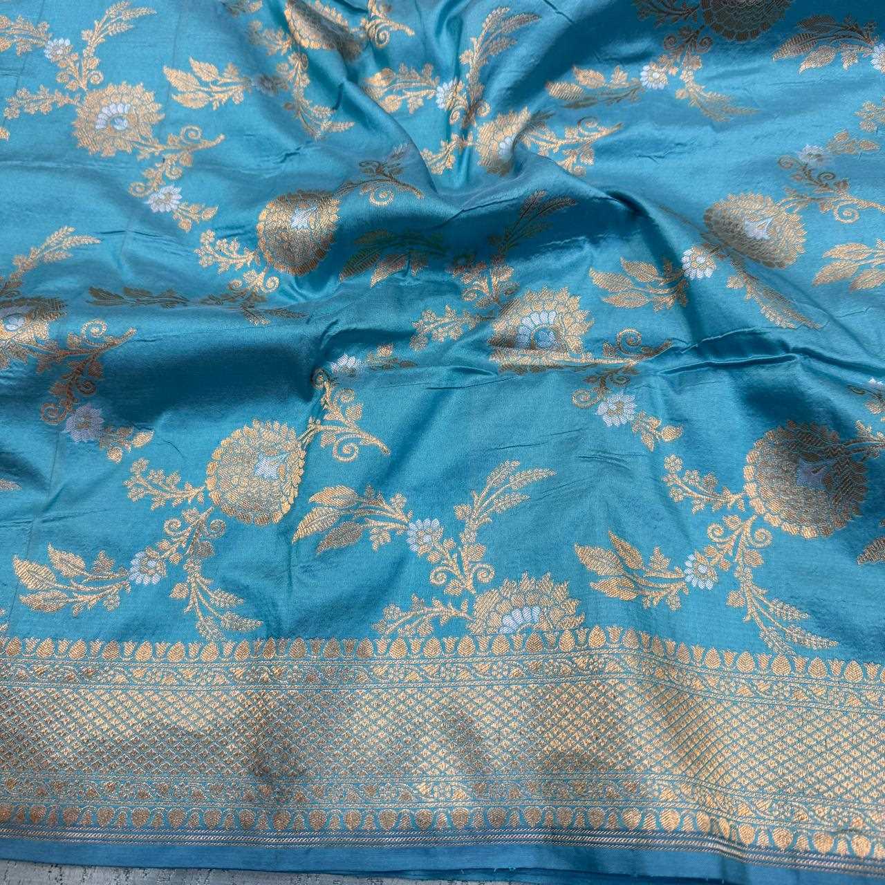 Sky Blue Pure Katan Silk Saree