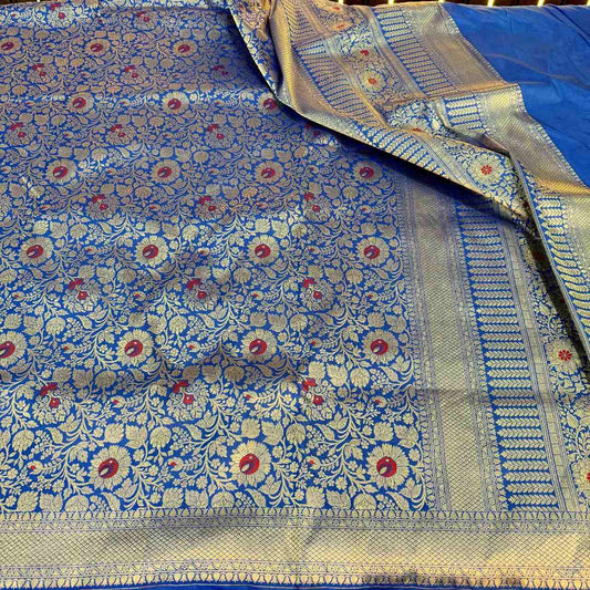 Royal Blue Pure Katan Silk Saree