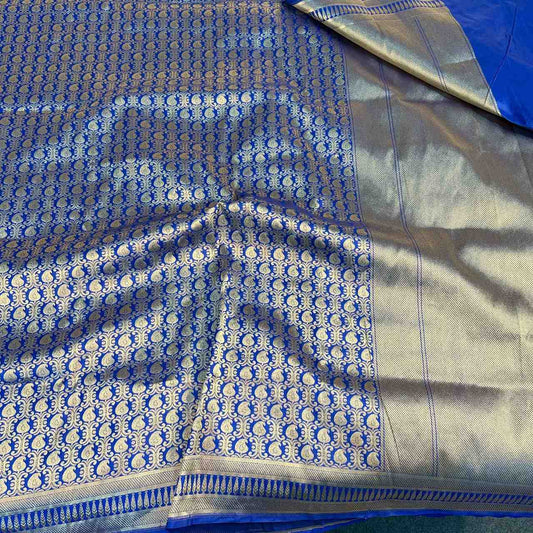 Royal Blue Shade Pure Katan Silk Saree