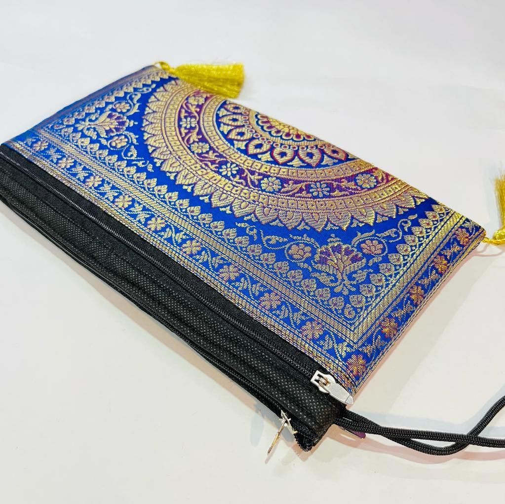 Blue Exclusive Handmade Banarasi Women Wallets