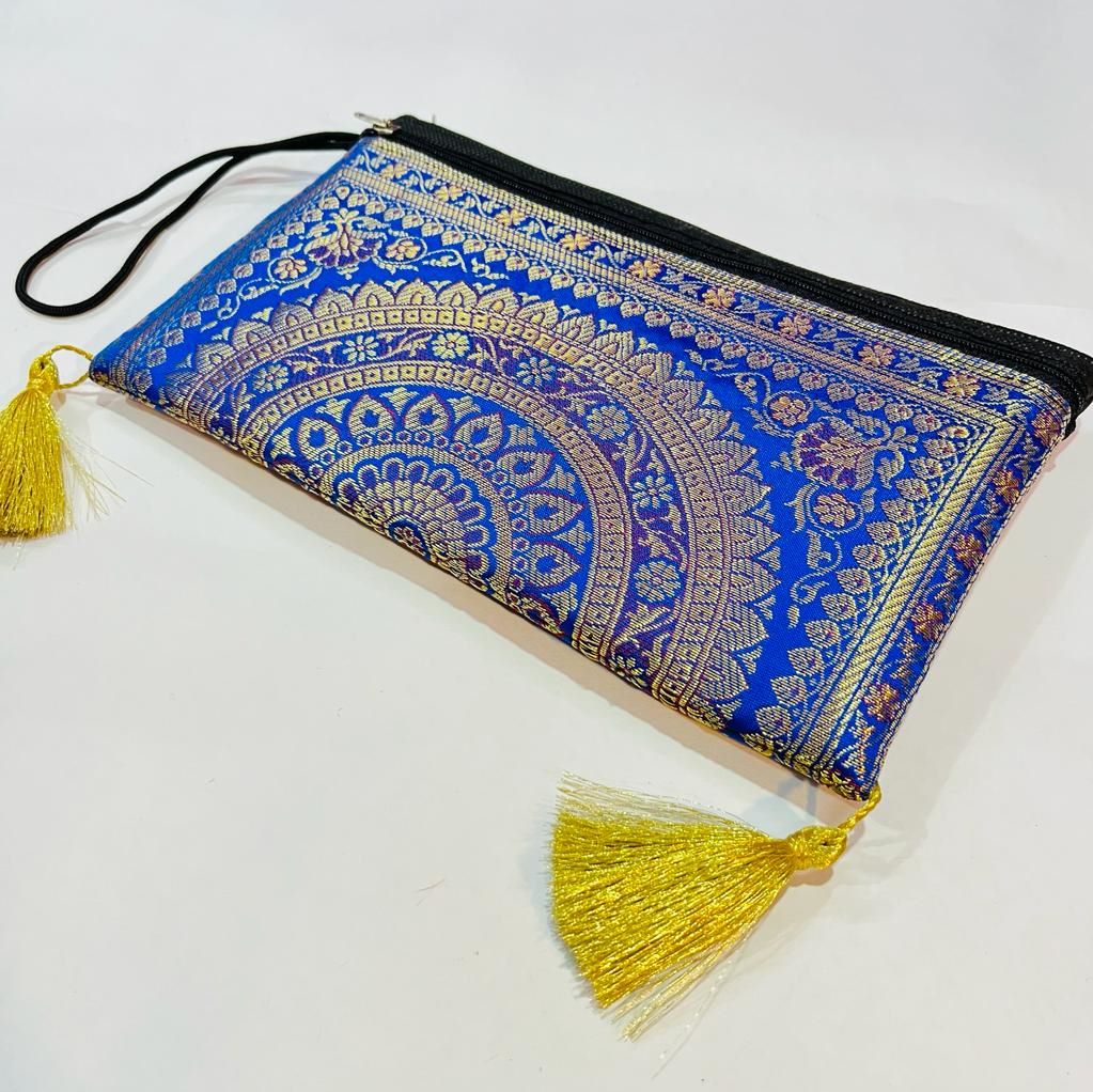 Blue Exclusive Handmade Banarasi Women Wallets