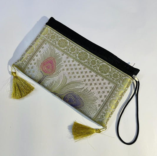 White Exclusive Handmade Banarasi Women Wallets