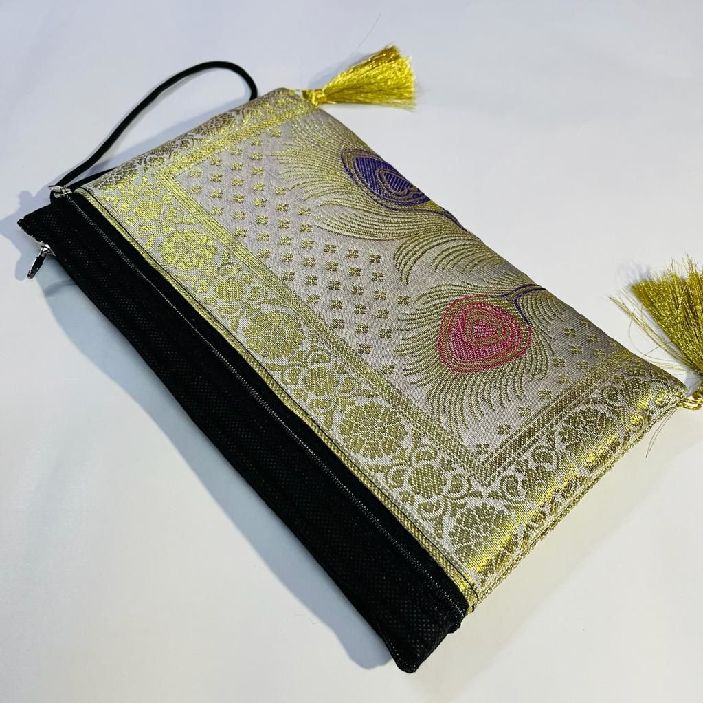 White Exclusive Handmade Banarasi Women Wallets