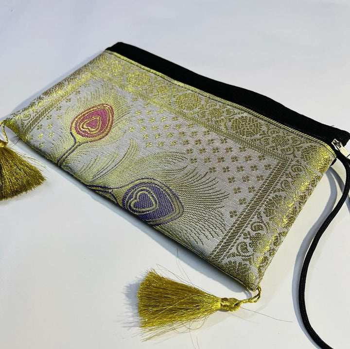 White Exclusive Handmade Banarasi Women Wallets