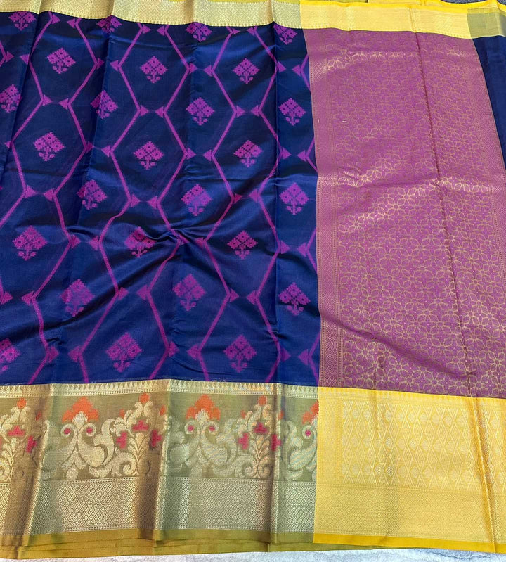 Royal Blue Ikkat pattern Soft silk saree