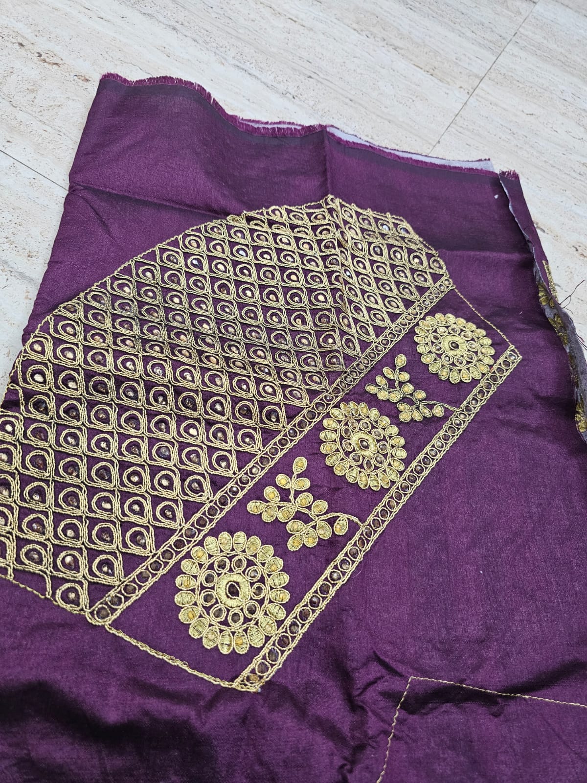 Purple Colour Hand aariwork blouse