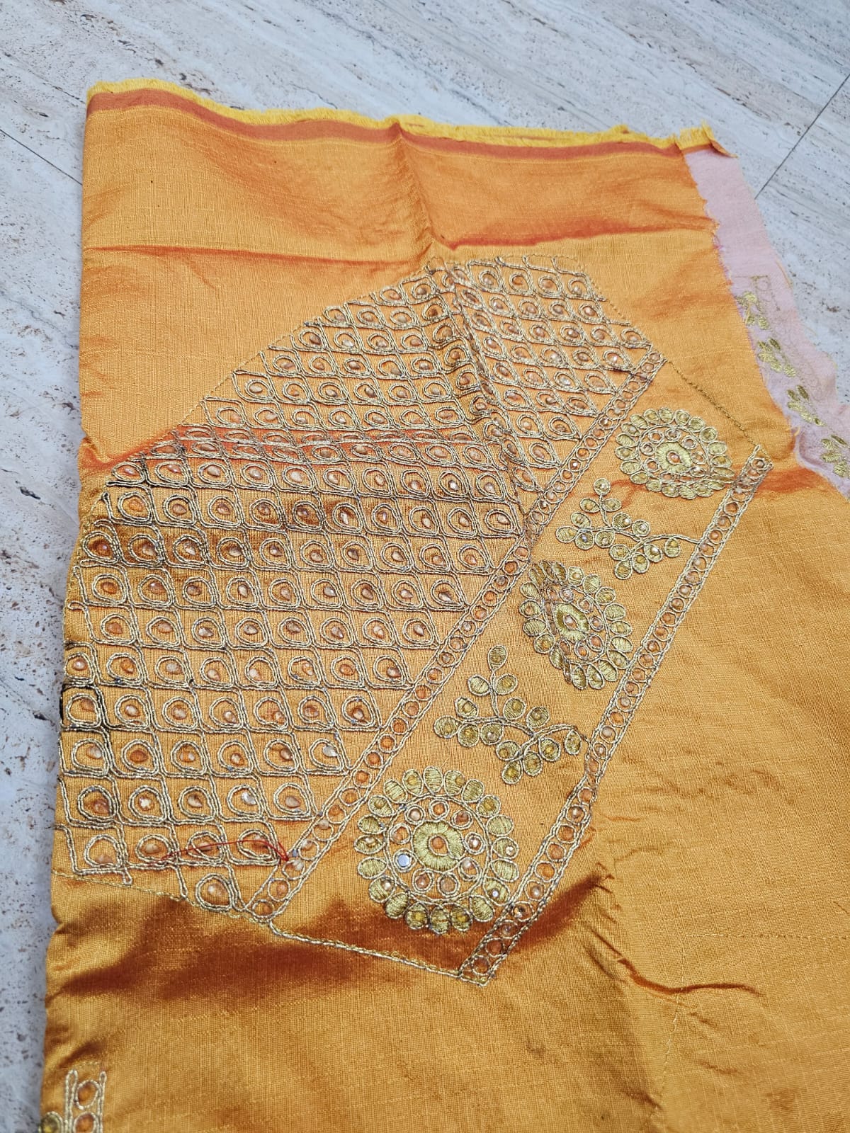 Yellow Colour Hand aariwork blouse