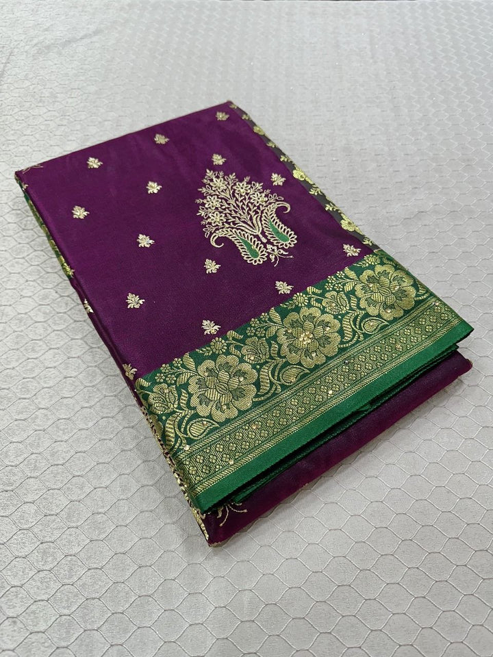 Purple Colour Banarasi Satin Silk