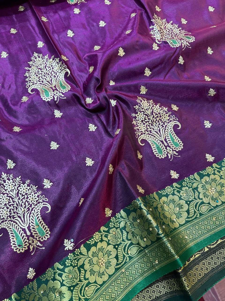 Purple Colour Banarasi Satin Silk