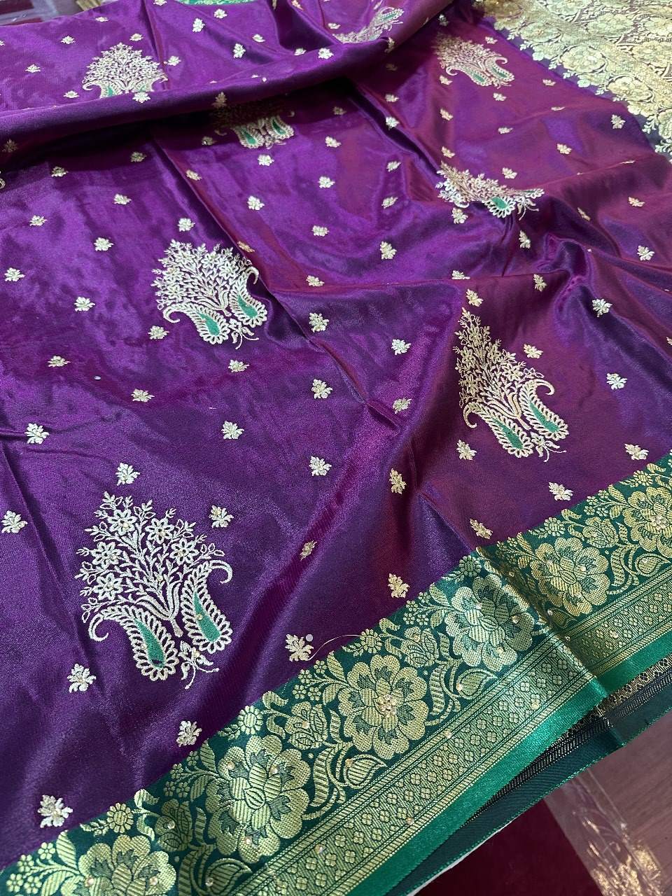 Purple Colour Banarasi Satin Silk