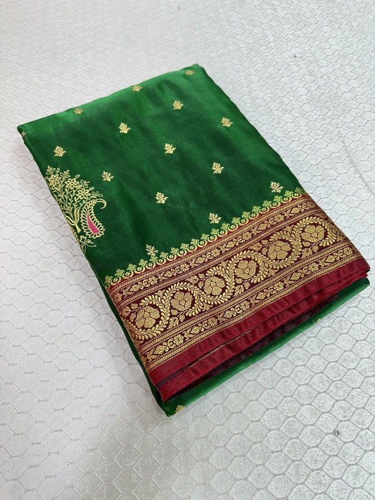 Green Colour Banarasi Satin Silk