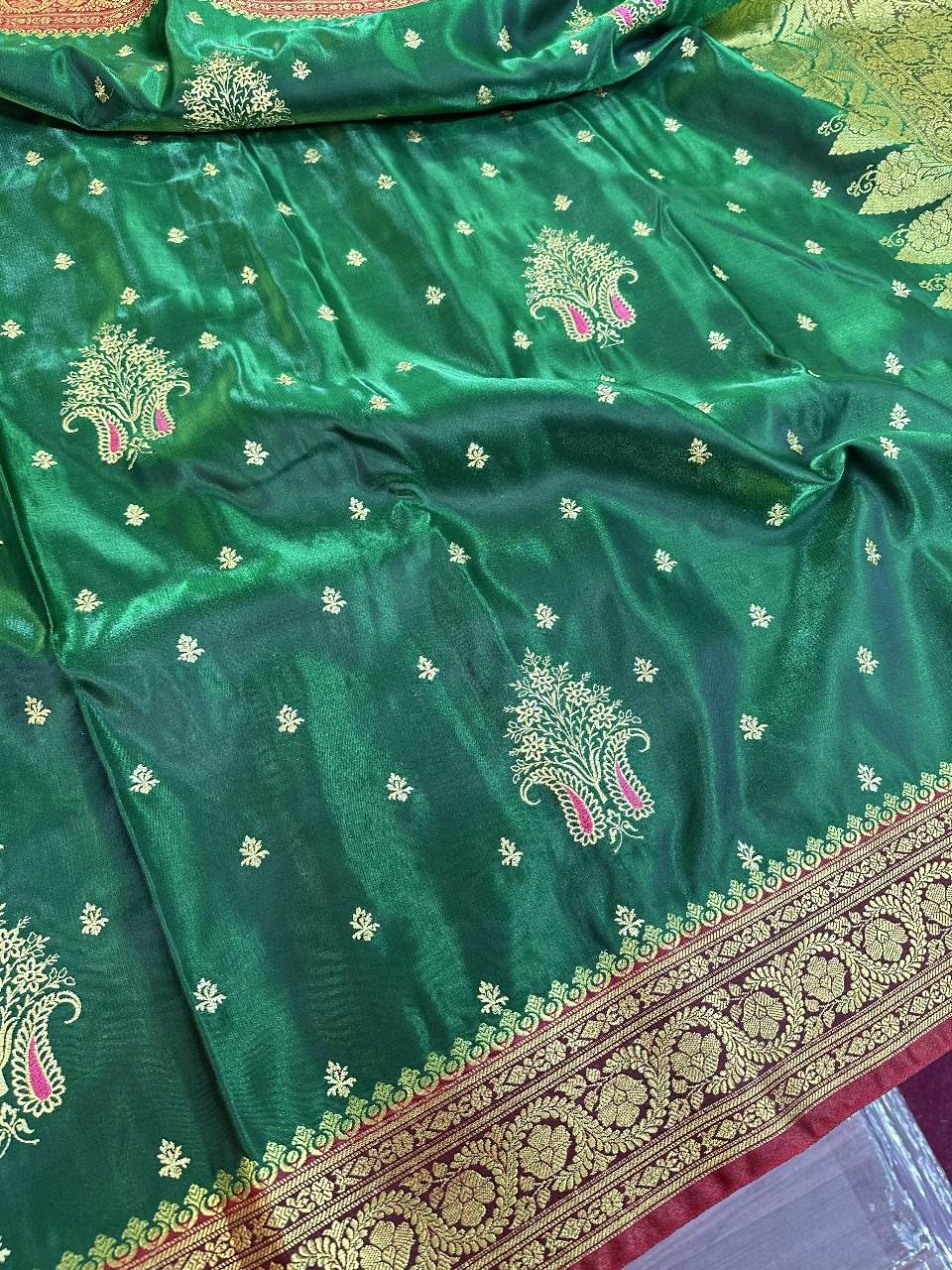 Green Colour Banarasi Satin Silk