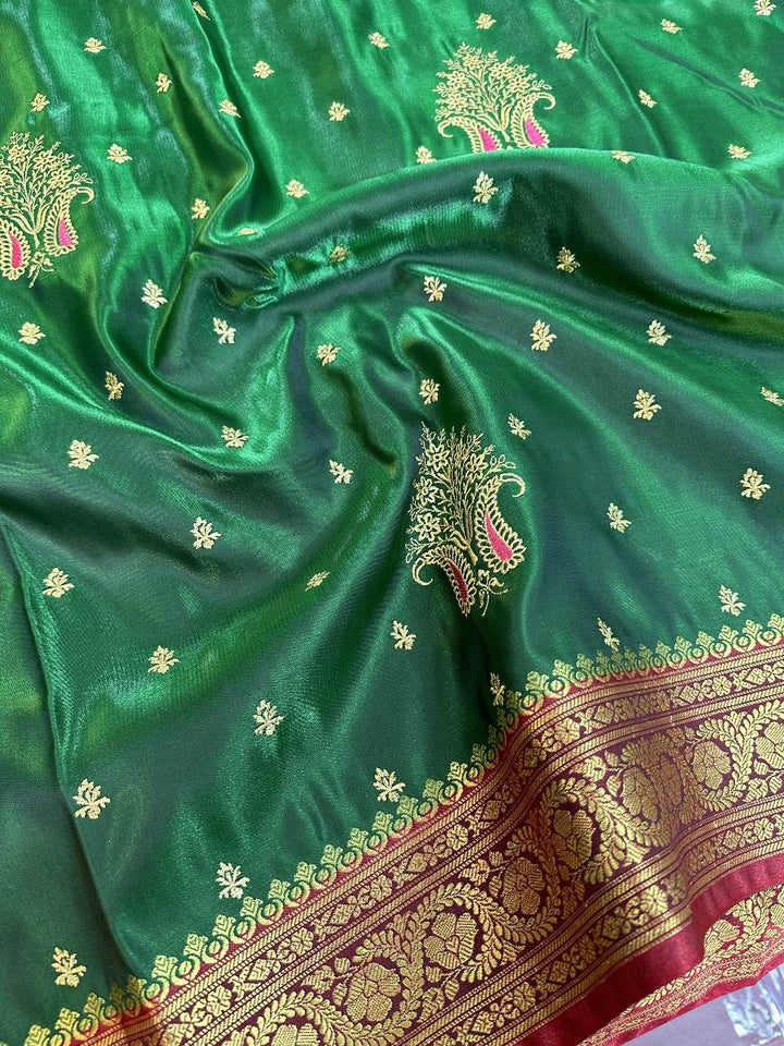 Green Colour Banarasi Satin Silk