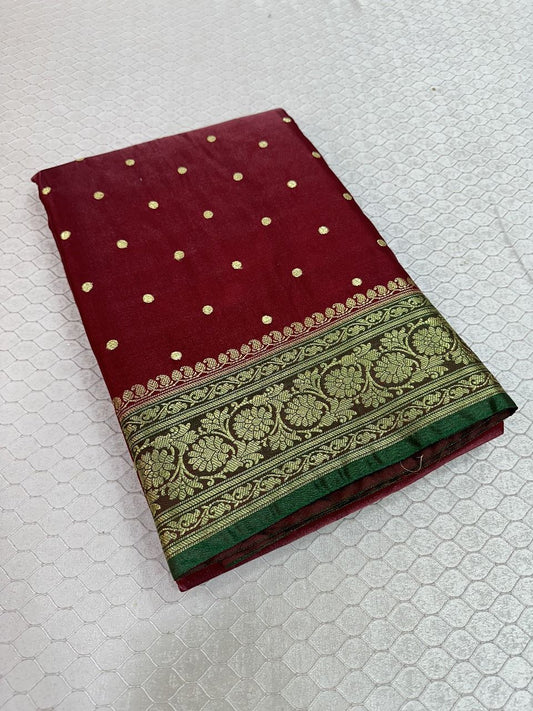 Maroon Colour Banarasi Satin Silk