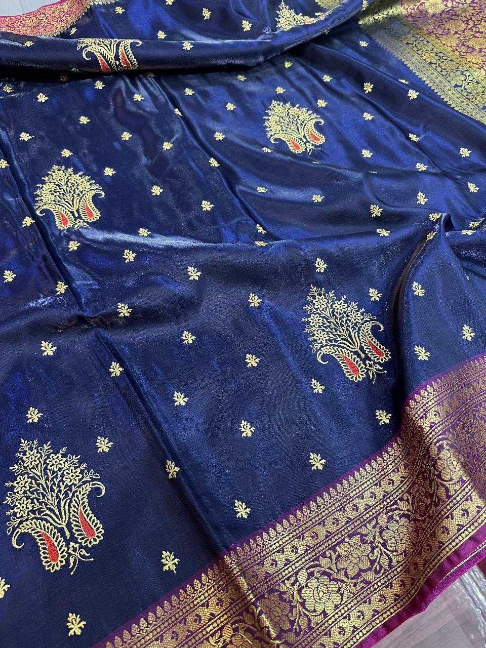 Blue Colour Banarasi Satin Silk