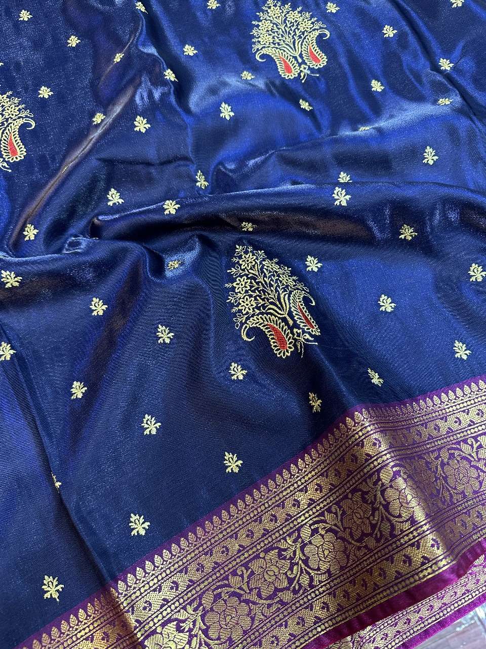 Blue Colour Banarasi Satin Silk