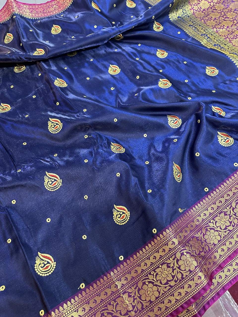 Blue Colour Banarasi Satin Silk