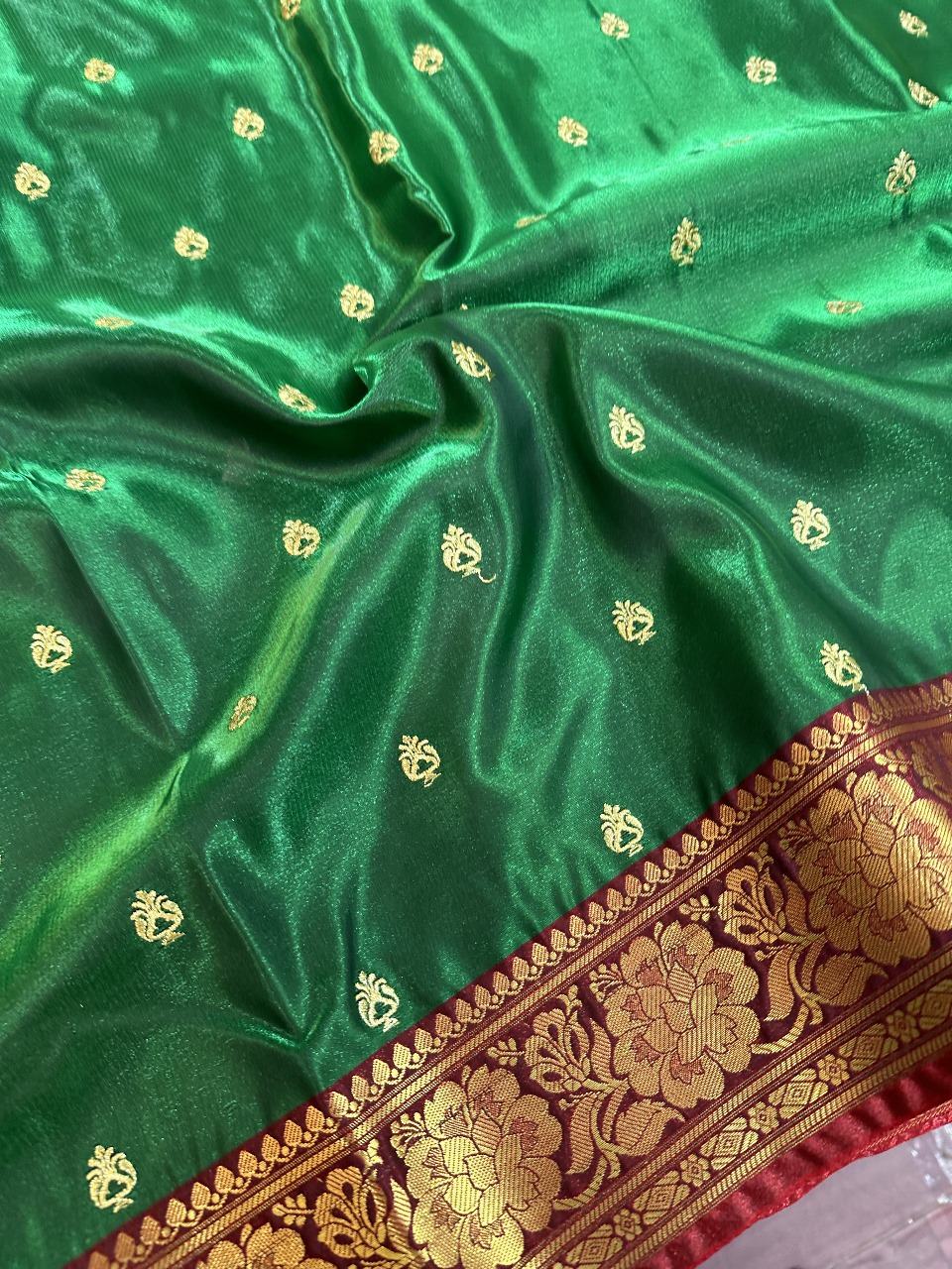 Green Colour Banarasi Satin Silk