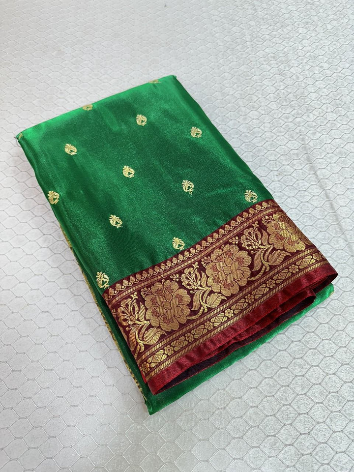 Green Colour Banarasi Satin Silk