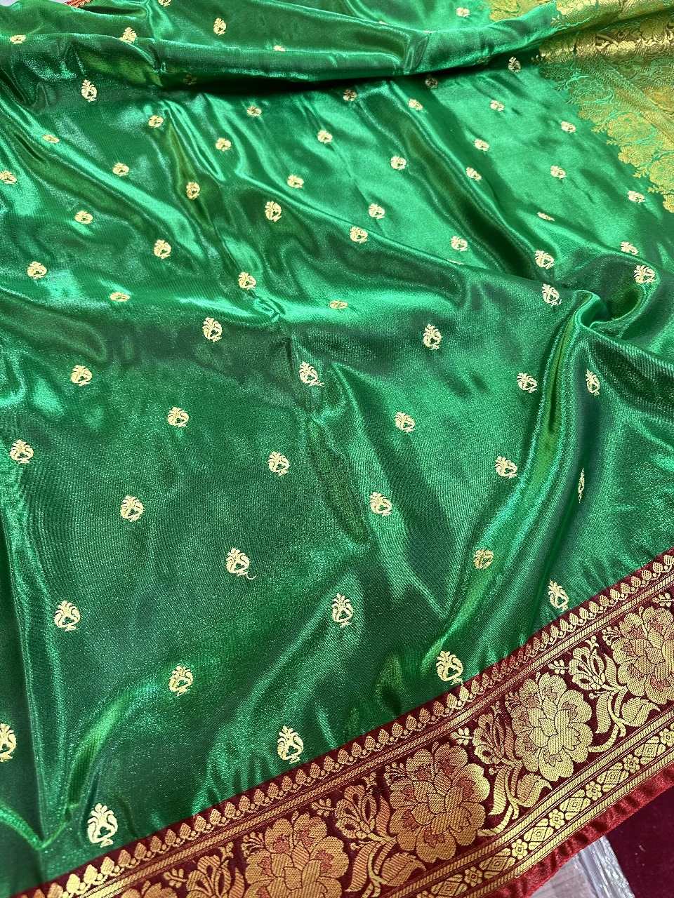 Green Colour Banarasi Satin Silk