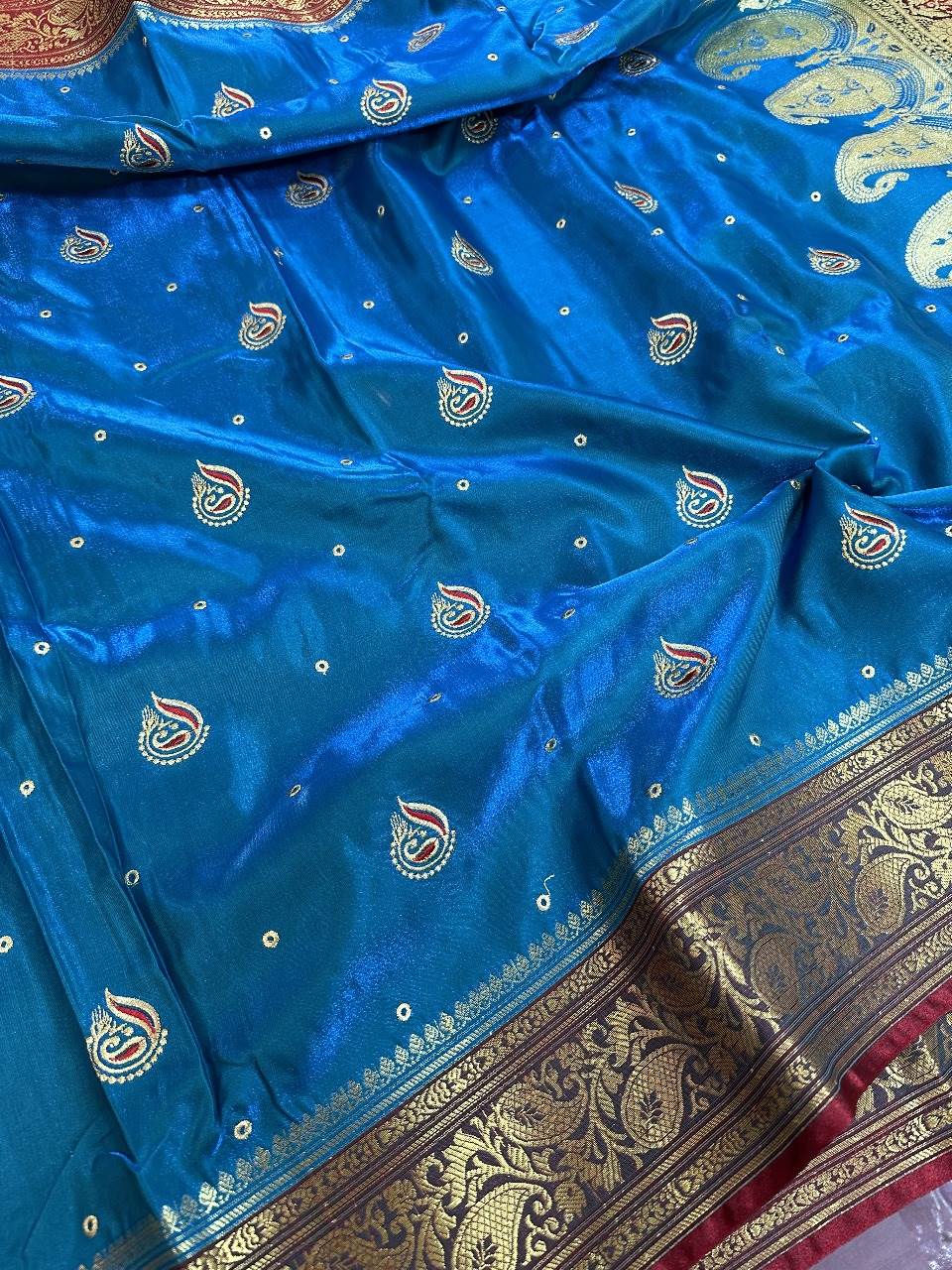 Blue Colour Banarasi Satin Silk